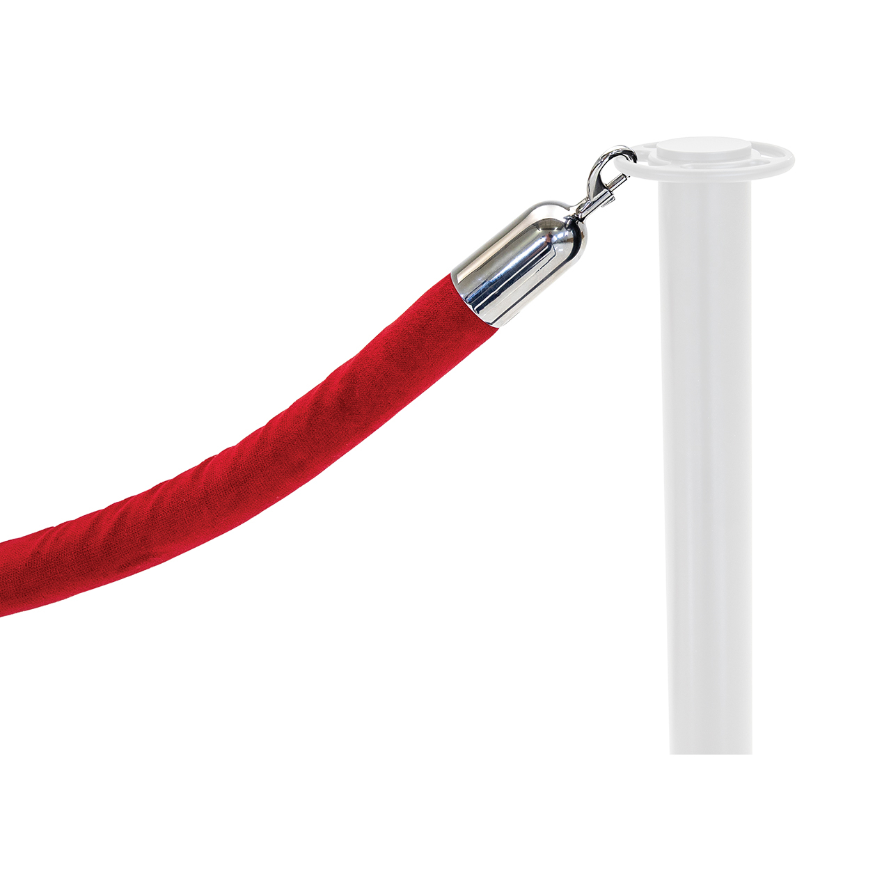 Red Velour Rope with Polished Chrome Snap Ends | AmTab | Modern Popular Fun