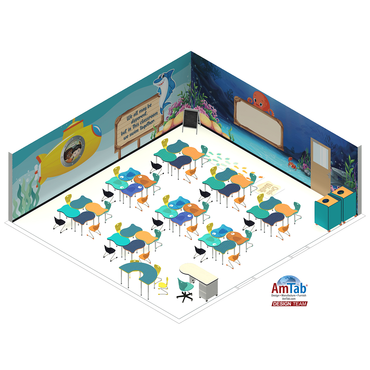 Active Collaborative Learning Table - C - Shape | AmTab | Modern ...