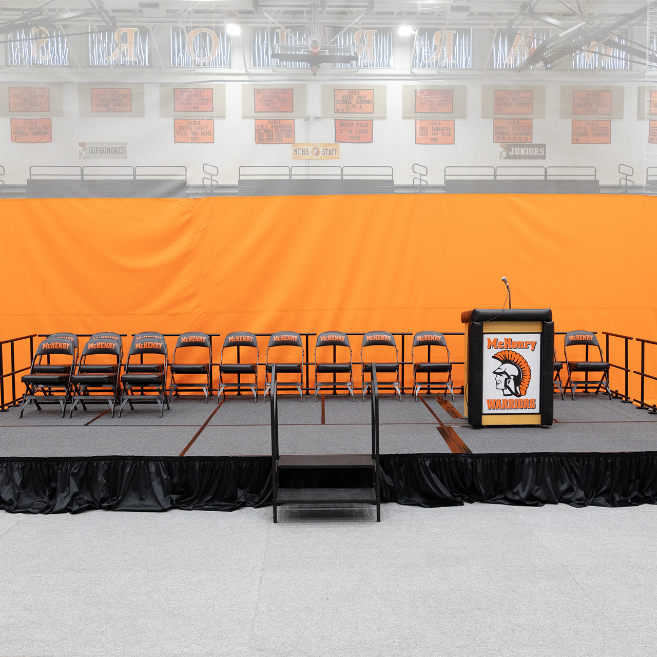 Orange Riser Guard Stage and Riser Guard Rail - Chair Stop - 31